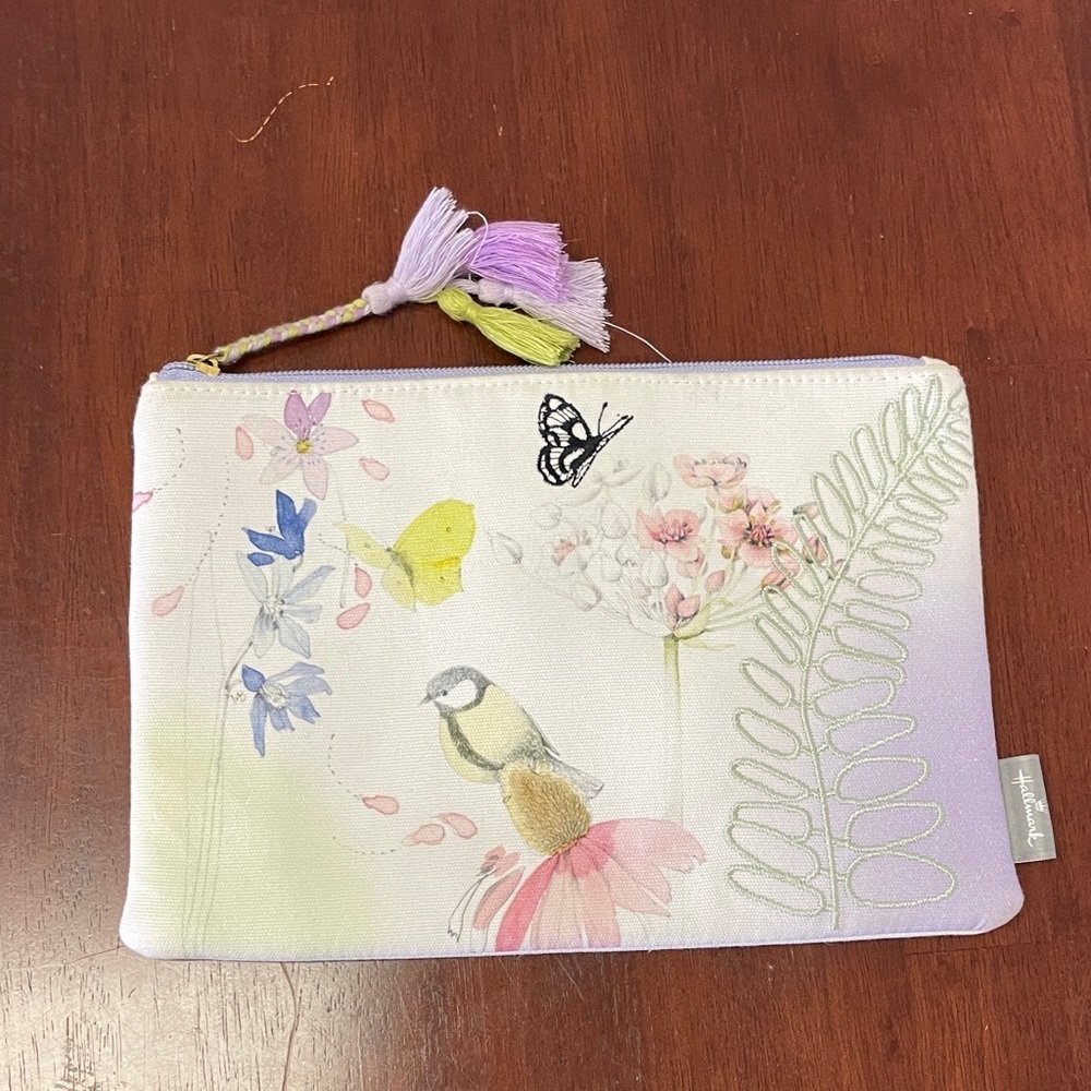 Hallmark Marjolein Bastin Butterfly Birds Clutch Travel Cosmetic Case Zippered